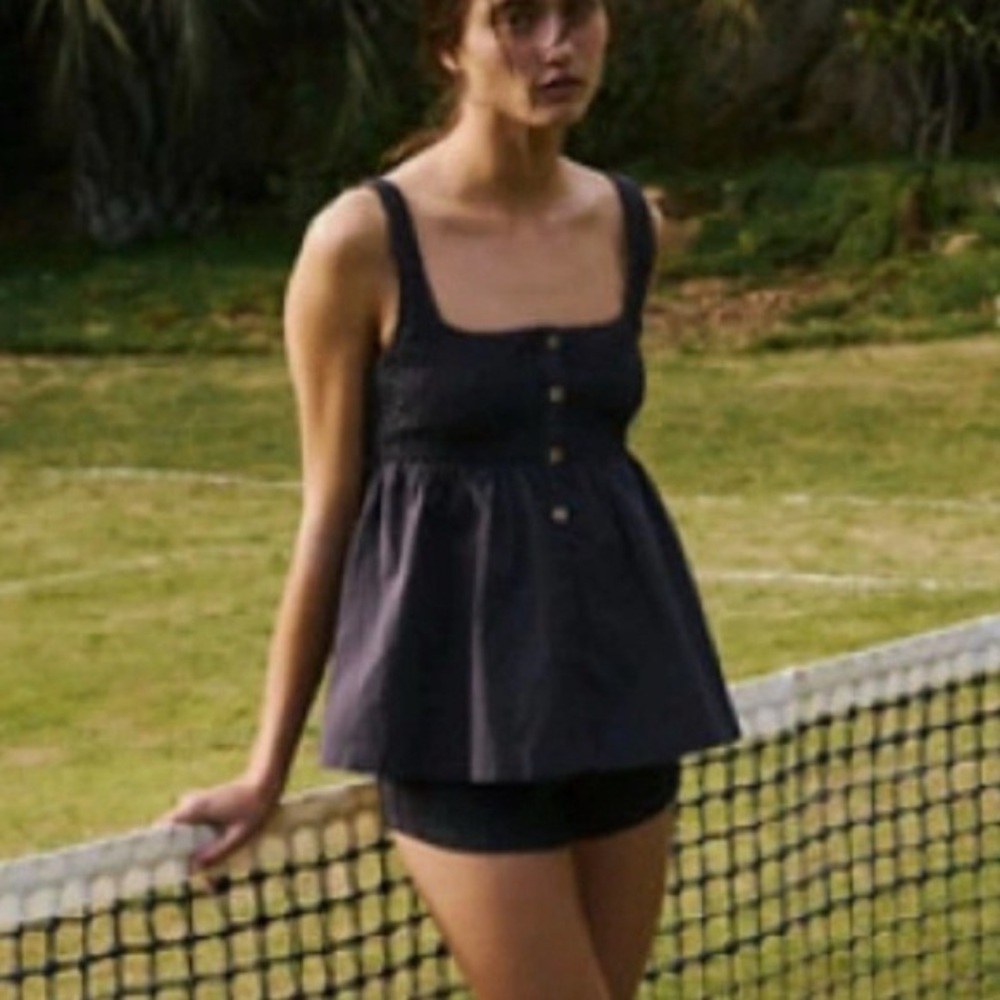 Free People Black Women Tank + Shorts Set
